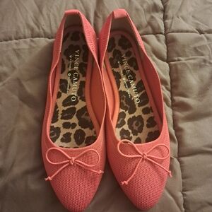 Vince Camuto Flats Women's 7 Orange Comfy Washable Ballet Pointed Toe Formal